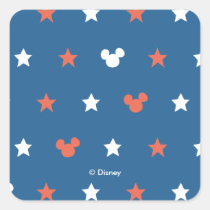 Red, White, and Blue Mickey Star Pattern Square Sticker