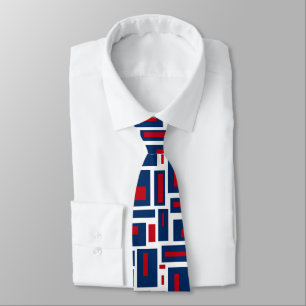 Red, White and Blue Modern Geometric Tie