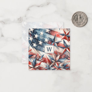 Red White and Blue Monogram Note Card