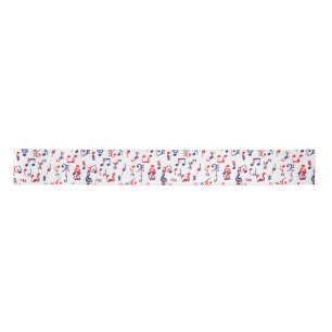 Red white and blue music satin ribbon