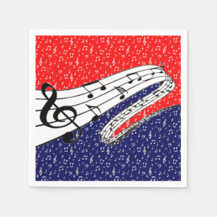 Red white and blue music theme napkin