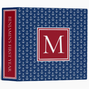 Red White and Blue Nautical First Year Monogram Binder