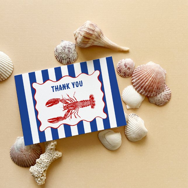 Red, White and Blue Nautical Lobster Thank You Card (Creator Uploaded)