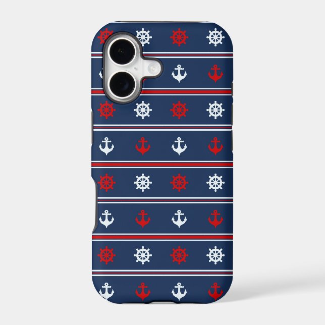 Red White And Blue Nautical Pattern (Back)