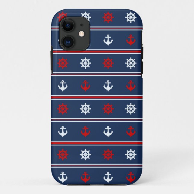 Red White And Blue Nautical Pattern Case-Mate iPhone Case (Back)