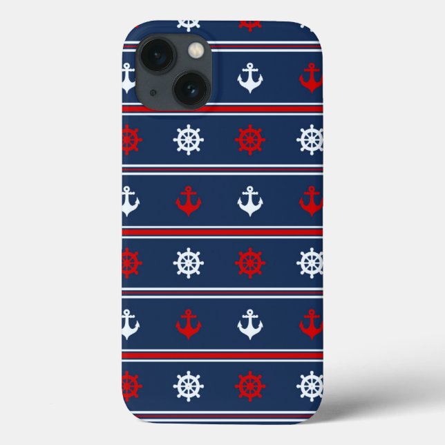 Red White And Blue Nautical Pattern Case-Mate iPhone Case (Back)