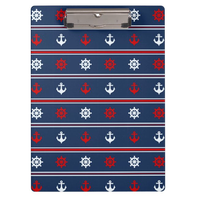 Red White And Blue Nautical Pattern Clipboard (Front)