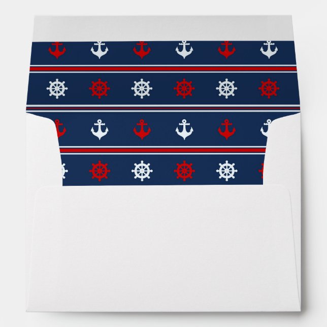 Red White And Blue Nautical Pattern Envelopes (Back (Bottom))