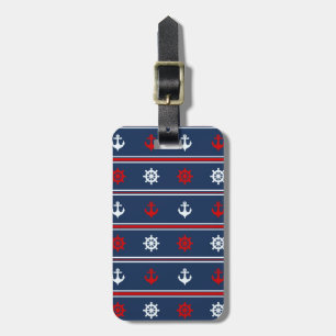 Red White And Blue Nautical Pattern Luggage Tag