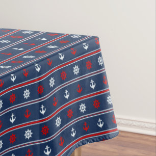Red White And Blue Nautical Pattern Tablecloth