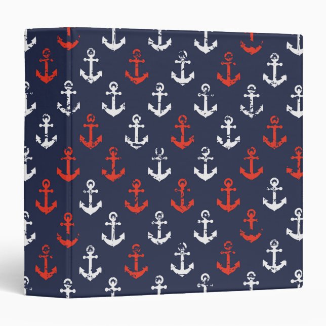 Red White And Blue Navy Pattern Binder (Front/Spine)