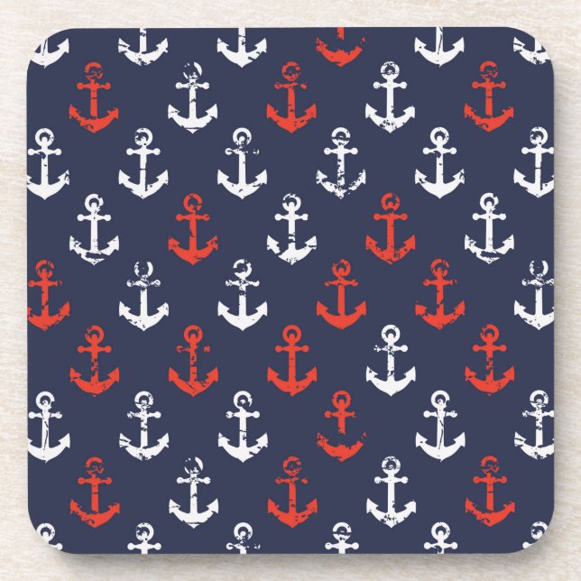 Red White And Blue Navy Pattern Coaster (Front)