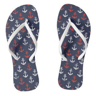 Red White And Blue Navy Pattern Flip Flops