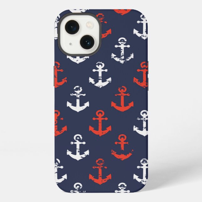 Red White And Blue Navy Pattern iPhone Case (Back)