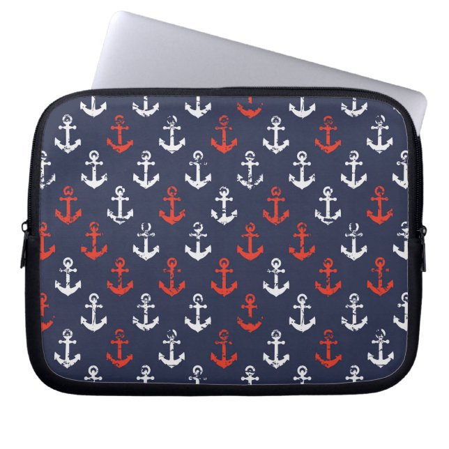 Red White And Blue Navy Pattern Laptop Sleeve (Front)