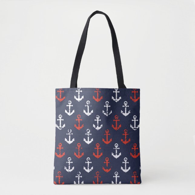 Red White And Blue Navy Pattern Tote Bag (Front)