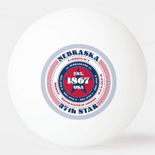 Red, White, and Blue Nebraska Circle  Ping Pong Ball