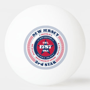 Red, White, and Blue New Jersey Circle  Ping Pong Ball