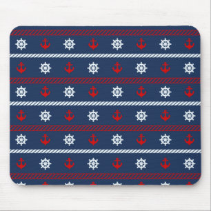 Red White And Blue Ocean Pattern Mouse Pad