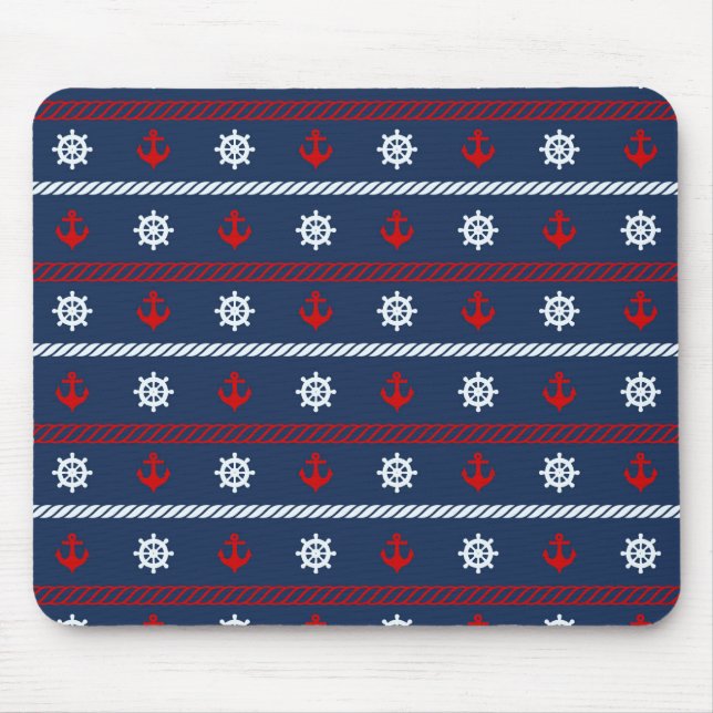Red White And Blue Ocean Pattern Mouse Pad (Front)