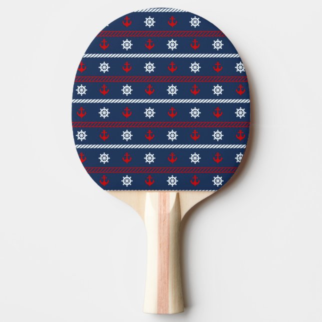 Red White And Blue Ocean Pattern Ping Pong Paddle (Front)
