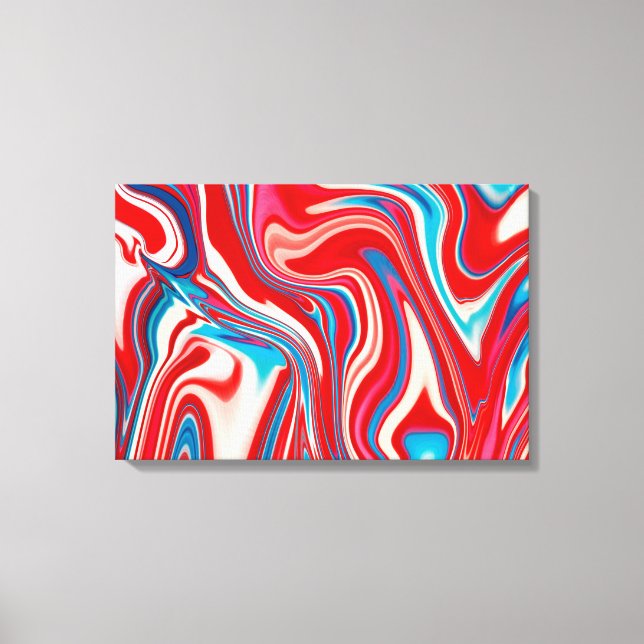 Red White and Blue Paint Pouring Canvas Print (Front)