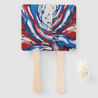 Red White And Blue Paint Splatter And Drips Hand Fan