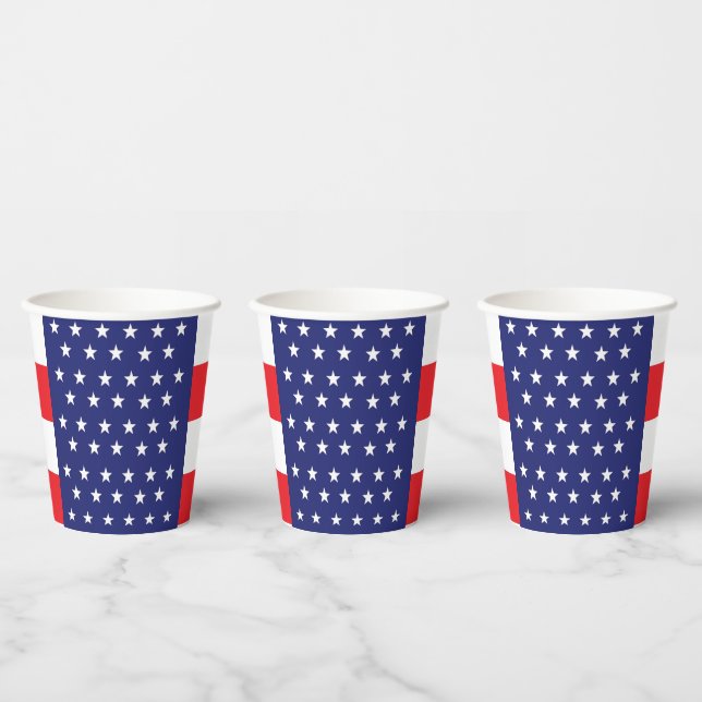 Red White and Blue Party Cups With Stars & Stripes (Multi)