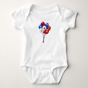 Red White and Blue Patriotic Balloons Cute Baby Bodysuit