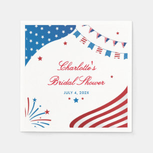 Red White and Blue Patriotic Bridal Shower Paper Napkin