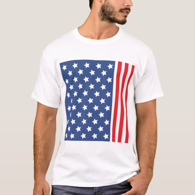 Red, White and Blue Patriotic Flag T-Shirt (Front)
