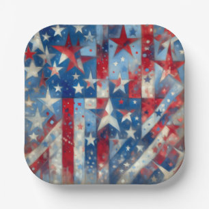 Red, White and Blue Patriotic Independence Day Paper Plate