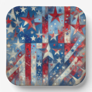 Red, White and Blue Patriotic Independence Day Paper Plate