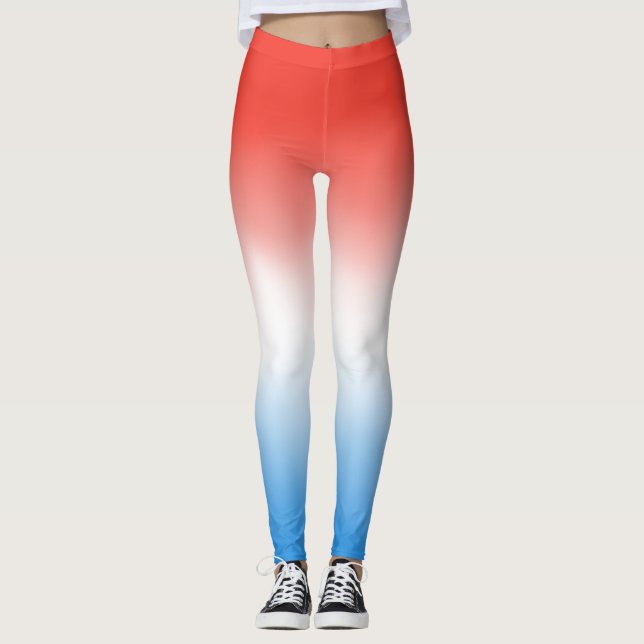Red, white, and blue patriotic ombre leggings. leggings (Front)
