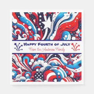 Red, White and Blue Patriotic Personalized Napkin