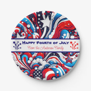 Red, White and Blue Patriotic Personalized Paper Plate