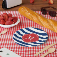 Red White and Blue Patriotic Stripes Monogram