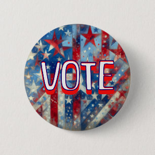 Red, White and Blue Patriotic Vote  2 Inch Round Button