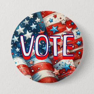 Red, White and Blue Patriotic Vote  3 Inch Round Button