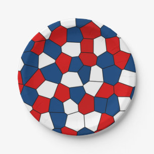 Red, White and Blue Pattern Paper Plate