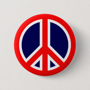 Red, White, and Blue Peace Sign 2 Inch Round Button