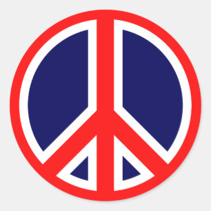 Red, White, and Blue Peace Sign Classic Round Sticker