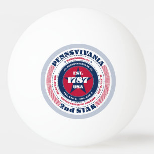 Red, White, and Blue Pennsylvania Circle  Ping Pong Ball