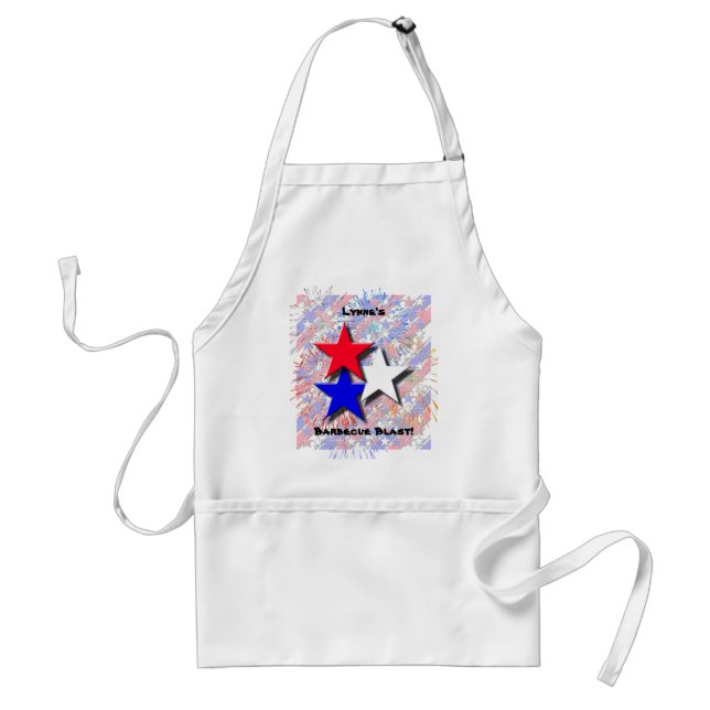 Red, White and Blue Personalized Barbecue Apron (Front)