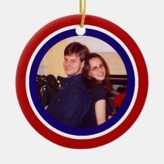 Red, White and Blue Photo Frame Ceramic Ornament