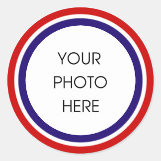Red White and Blue Photo Frame Classic Round Sticker