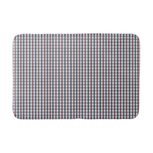 Red, white and blue plaid bath mat