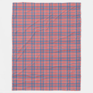 Red White and Blue Plaid Fleece Blanket