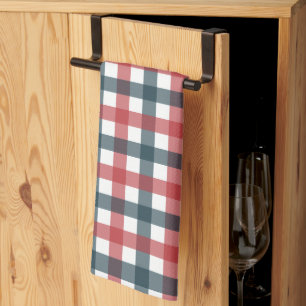 Red White and Blue Plaid Kitchen Towel