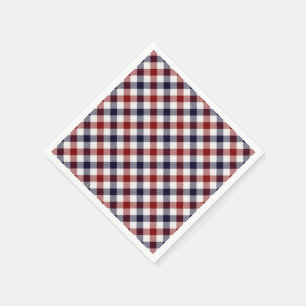 Red white and blue plaid Paper Napkin